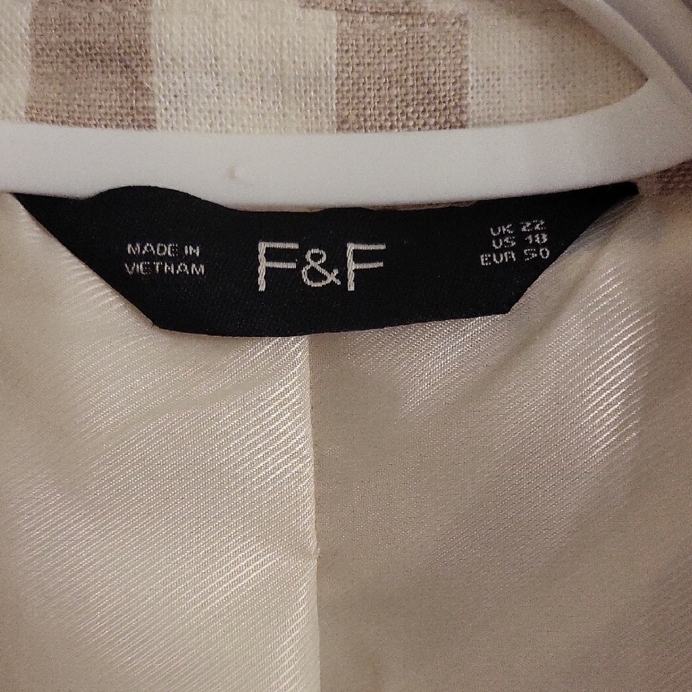 F&F Beige and White Striped Blazer - Picture 2 of 3